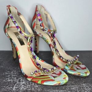 INC International Concepts Multicolor Flower Gem Heels Size 5.5M